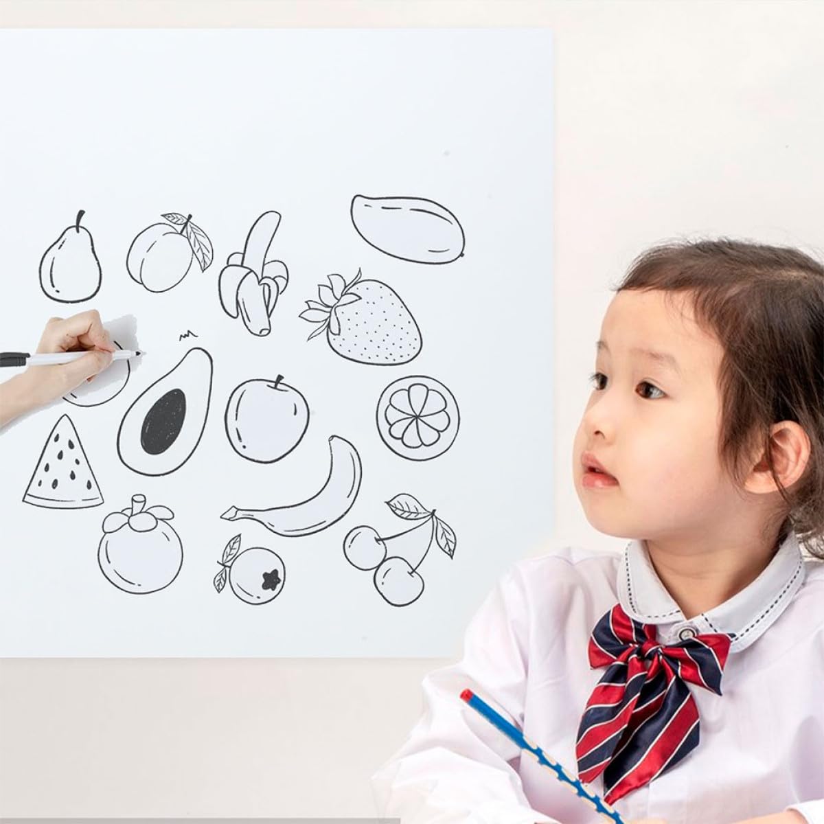 Pizarra Blanca Grande Adhesiva Electrostática para Pared 60X300 CM Borrable y Reutilizable Papel Pintado Removible para Escuela Oficina y Decoración Infantil