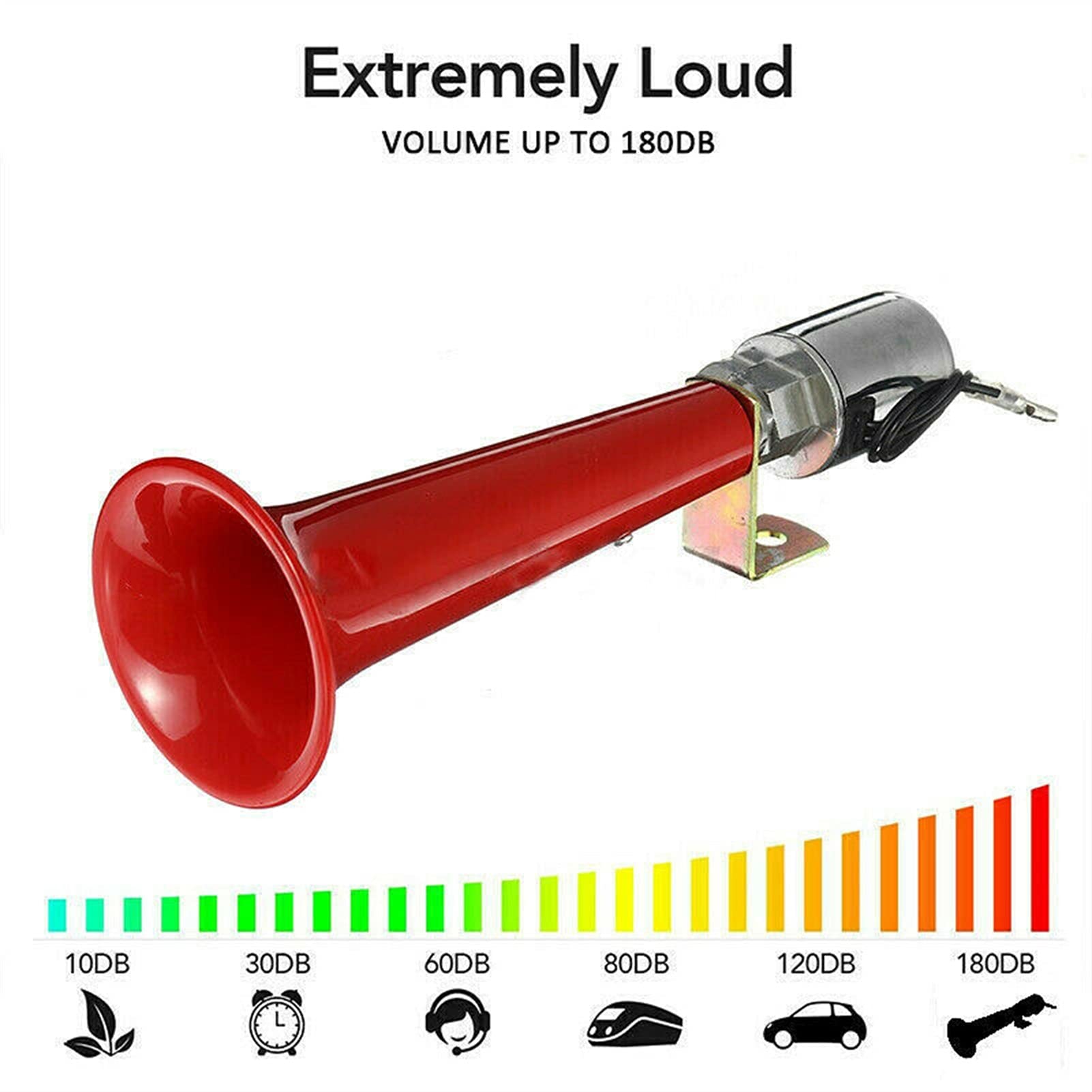 Altavoces de aire para camiones, coches, barcos Bocina de aire for coche de 180db, bocina de tren, trompeta única for cualquier vehículo de 12 V/24 V, camiones, SUV, altavoz único fuerte, bocinas de a