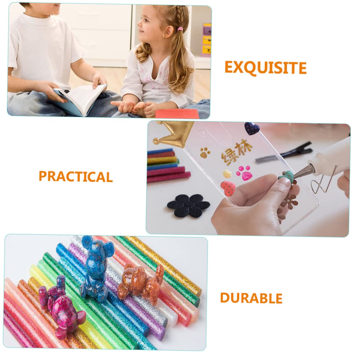 HOMSFOU 60pcs Glitter Hot Melt Glue Sticks for DIY Crafts Adhesive Sticks for Home Decoration Repairing and Creative Projects Easy to Use