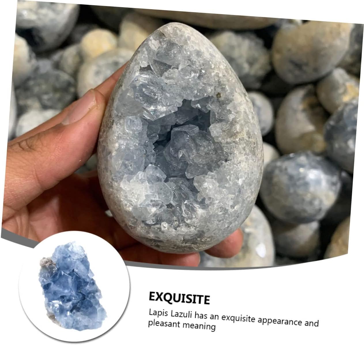1pc Natural Celestite Crystal Healing Unique Natural Ore Desktop Ornament for Home Office Decor for Fish Tanks Potted Plants Random Shape Colored Variations