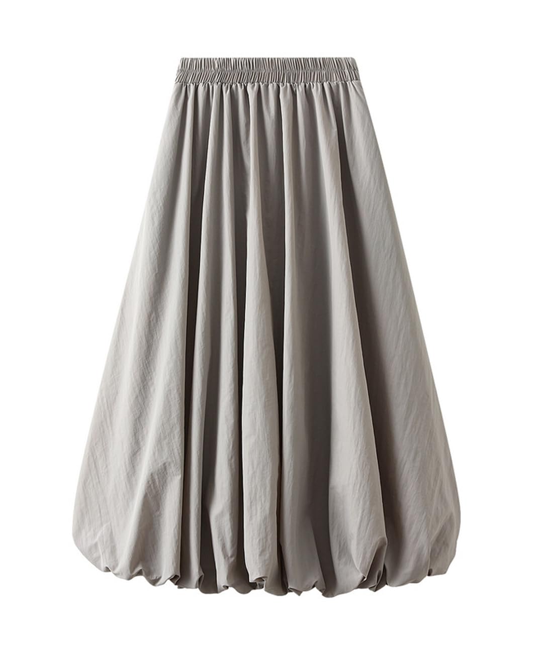 Femiserah Women's Elastic Waist A Line Midi Pompom Skirt Casual Lantern Skirt