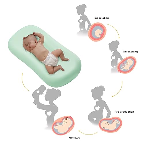 Miniatura 3 de Tumbona para bebé de 0 a 24 meses, tumbona para recién nacido, tumbona para recién nacido, suave algodón orgánico, transpirable, almohada para bebés