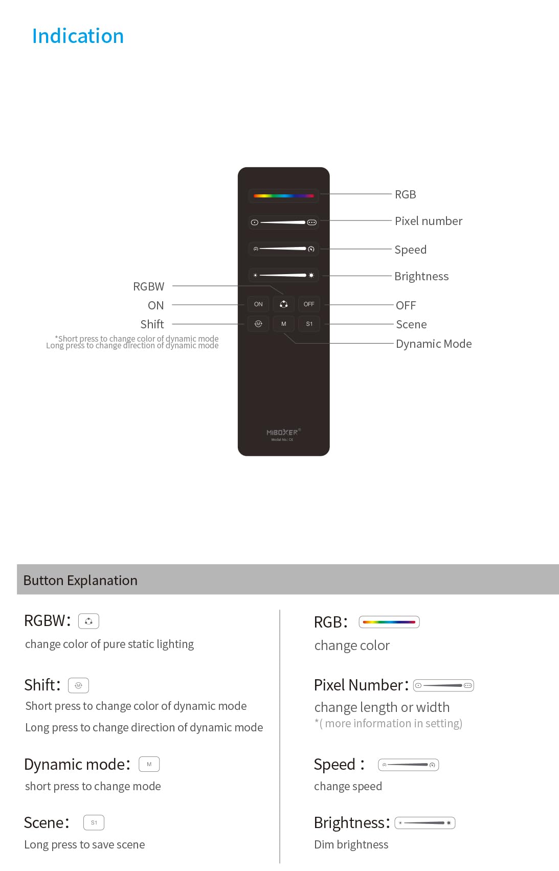 LGIDTECH C6 Miboxer SPI Remote Controller, Black - Image 2