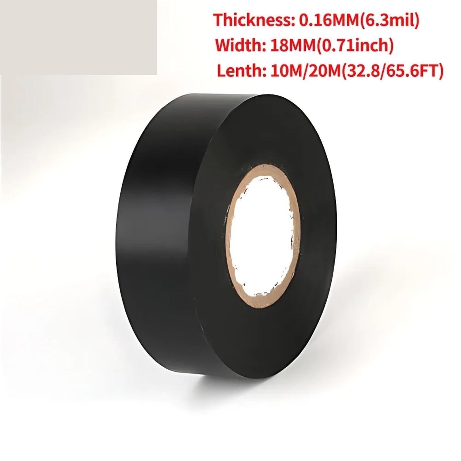 Cinta Aislante 10 rollos de cinta eléctrica, aislante alambre, adhesiva color, PVC resistente a altas temperaturas for Cable(Black,20M(65.6ft))