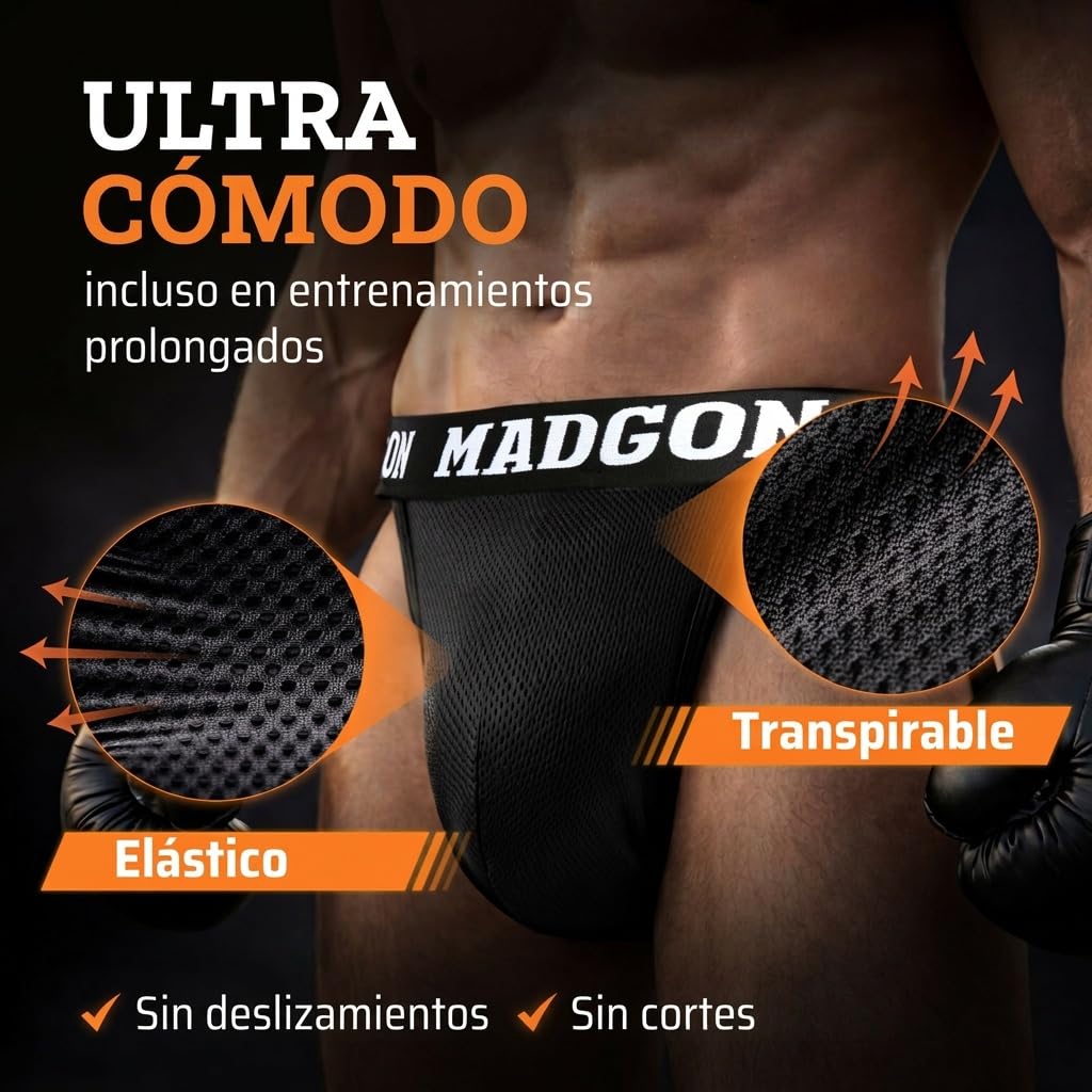 MADGON Coquilla Boxeo Protección Doble Reforzada MMA Kick Boxing Suspendorio Profesional