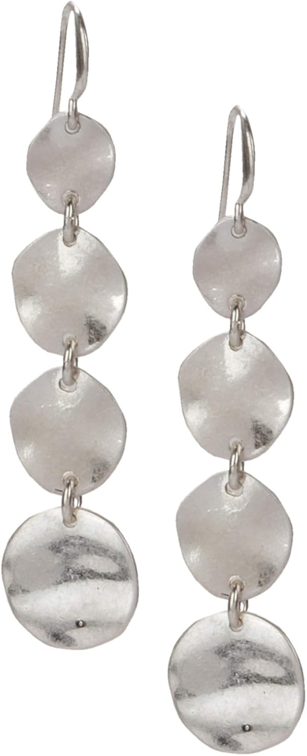 SPUNKYsoul Boho Round Minimalist 3 or 4 Statement Circle Disc Drop Dangle Earrings in Gold and Silver, Trendy Casual Everyday Chic Fashion Jewelry for Women, Gift Giving (Silver)