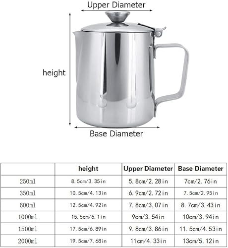 Miniatura 8 de Jarra espumadora de leche de 676fl oz66 onzas jarra de acero inoxidable con leche para arte de café con leche accesorios para máquina de expreso