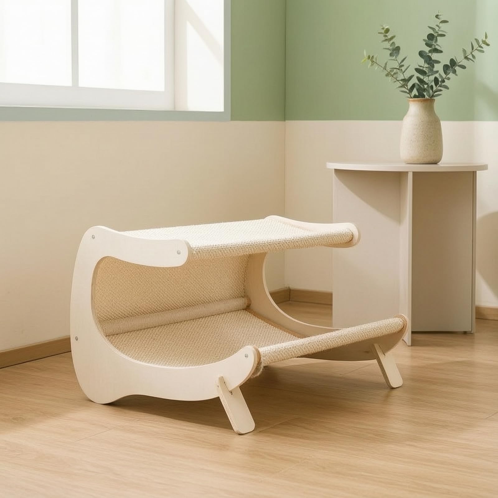 Doppelstock-Kratzliege stöckig Katzenmöbel mit Kratzfläche erhöht Katzenbett mit Kratzbrett für Mehrkatzenhaushalt, Indoor, B06M2 Sisal-Netzgewebe – Atmungsaktiv Und Wärmeableitend