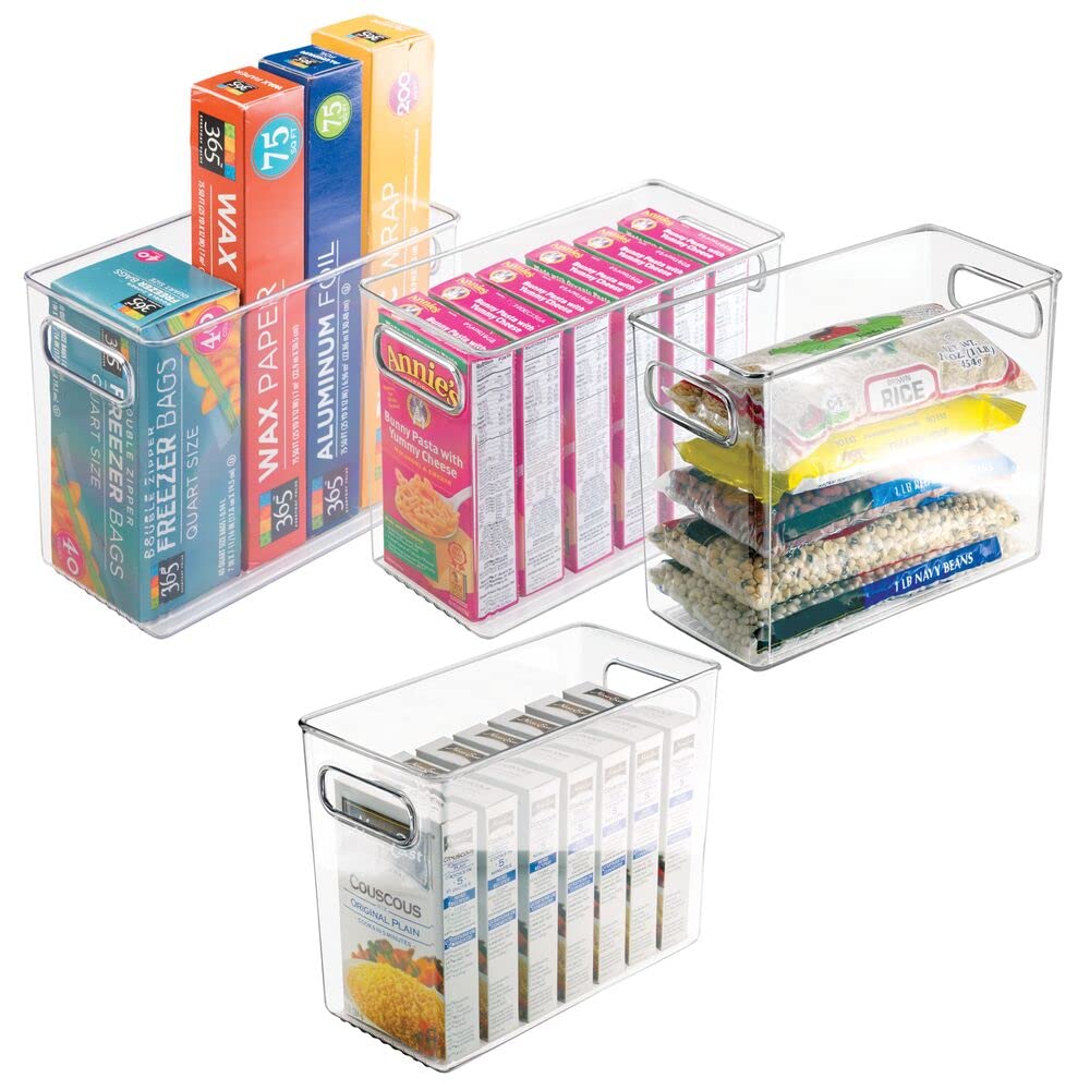 mDesign boîte alimentaire pour réfrigérateur ou congélateur (lot de 4) – bac alimentaire en plastique sans BPA pour snacks, café, etc. – organiseur frigo avec poignées intégrées – transparent
