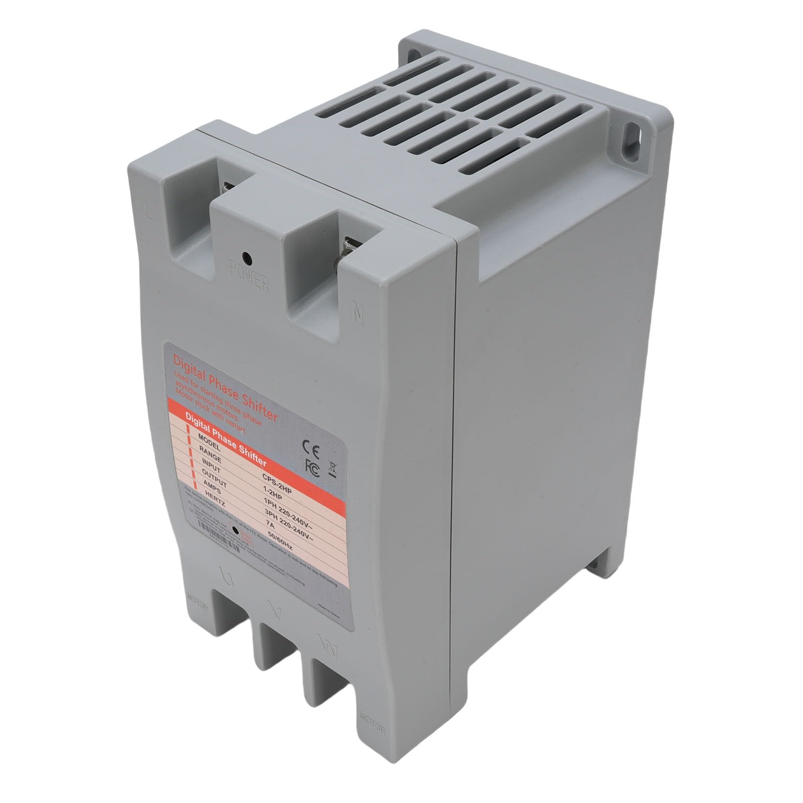 Yosoo Health Gear Convertidor Monofásico a Trifásico, Cambiador de Fase Digital ABS 1 a 2 7A 50 60 Hz, Cableado Fácil y Compacto Ahorro de Energía para Equipos de Accionamiento de Motor Hogar Tienda