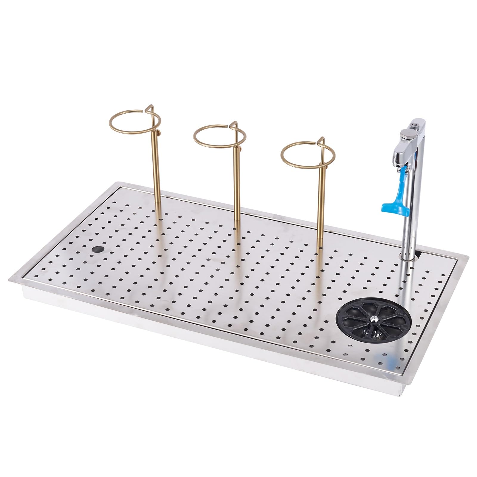 Stainless Steel Pitcher Rinser with Side Spray and Drip Tray for Kitchen Sink in Home Restaurant Cafe Bar