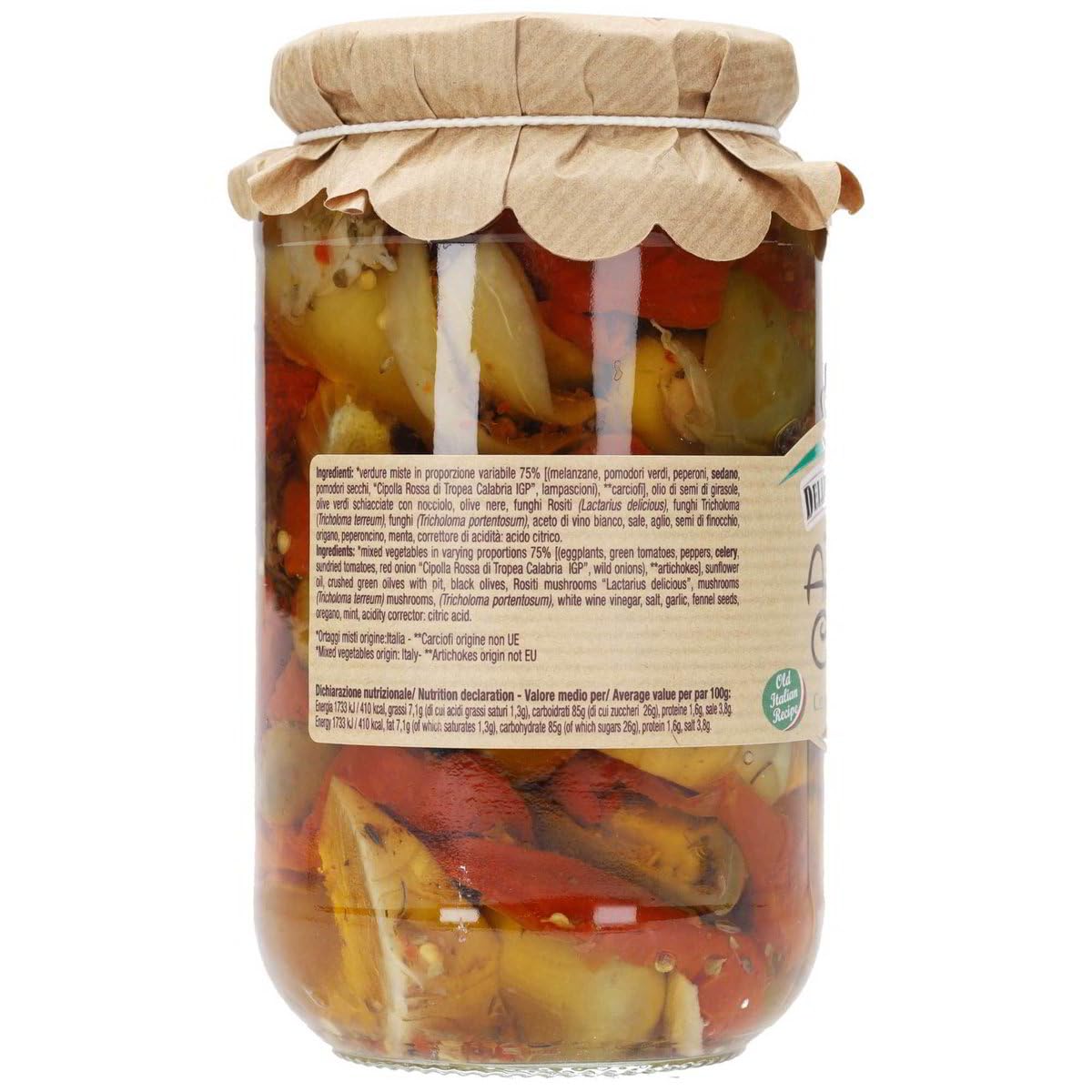 Delizie di Calabria Antipasto Calabrese/Kalabrische Vorspeise Gemüse in Öl 12 x 530g / Italienische Spezialität + Beni Culinari Kostenloser Schlüsselanhänger