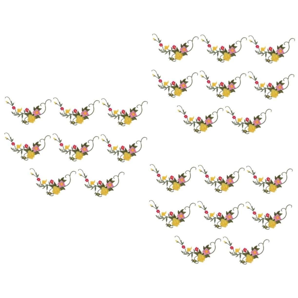 NUOBESTY 24pezzi Toppe Ricamate Floreali Adesive Per Cucito Applicazioni Decorativi Per Abbigliamento e Fai Da Te Per Magliette Cuscini e Tessuti Vari