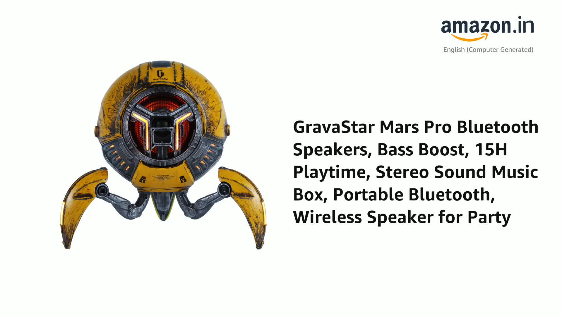 GravaStar Mars Pro Bluetooth Speakers, Bass Boost, 15H Playtime