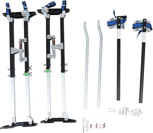 Miniatura 9 de FSBNJKS Zancos de aluminio para paneles de yeso negros de 36 a 50 pulgadas con rodilleras protectoras ajustables para pintor que camina pintura