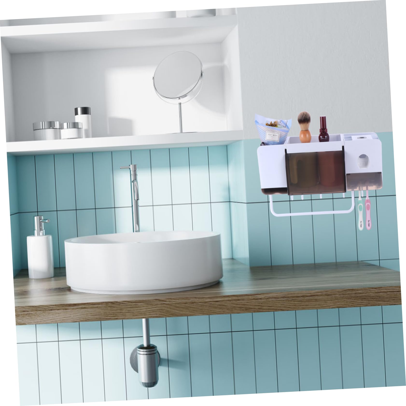 Mobestech 2stücke Wandmontierter Zahnbürstenhalter Mit Integriertem Zahnputzbecher Platzsparendes Design Installieren Für Badezimmer Geeignet Bohren Robust Und Temperaturbeständig