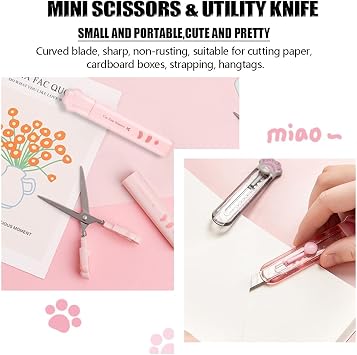 Cute Pink School Supplies Cute Stationery Set Japanese Stationery Birthday GIFS Pencil Sharpener Eraser Correction Tape Ruler Mini Scissors Utility Knife Office Supplies
