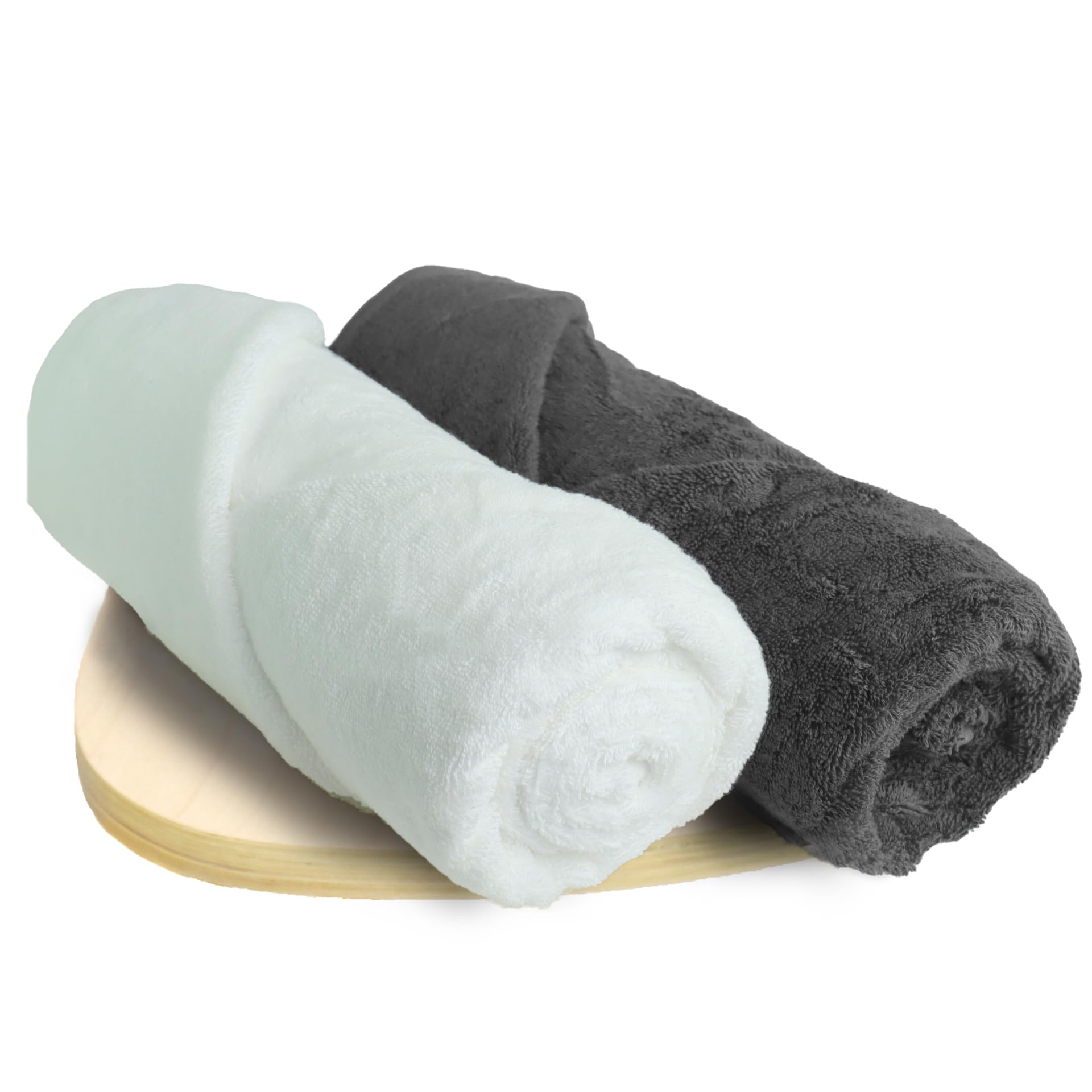 Bamboo Bath Towel | Ultra Absorbent | 3X Softer than Cotton Towels | 140 x 70 cm - 600 GSM | Pack of 2 - Grey, White