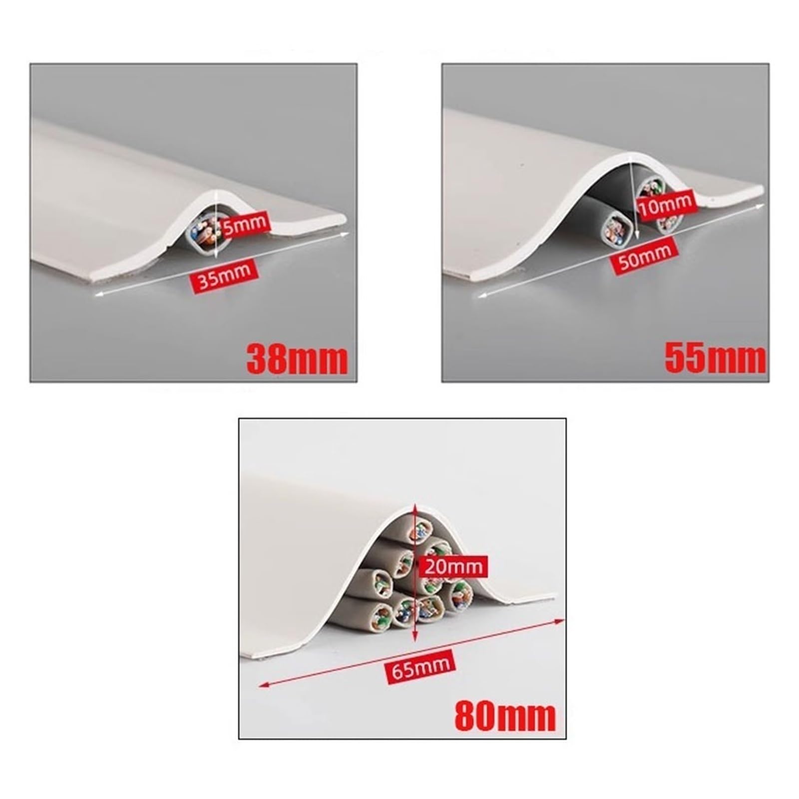 10m cubierta de suelo para cable, canaleta pasacables para suelo, Protector de cable de alimentación autoadhesivo Cubierta de cable de piso, Tira de agarre de cable, cubierta de cable proteger cables(