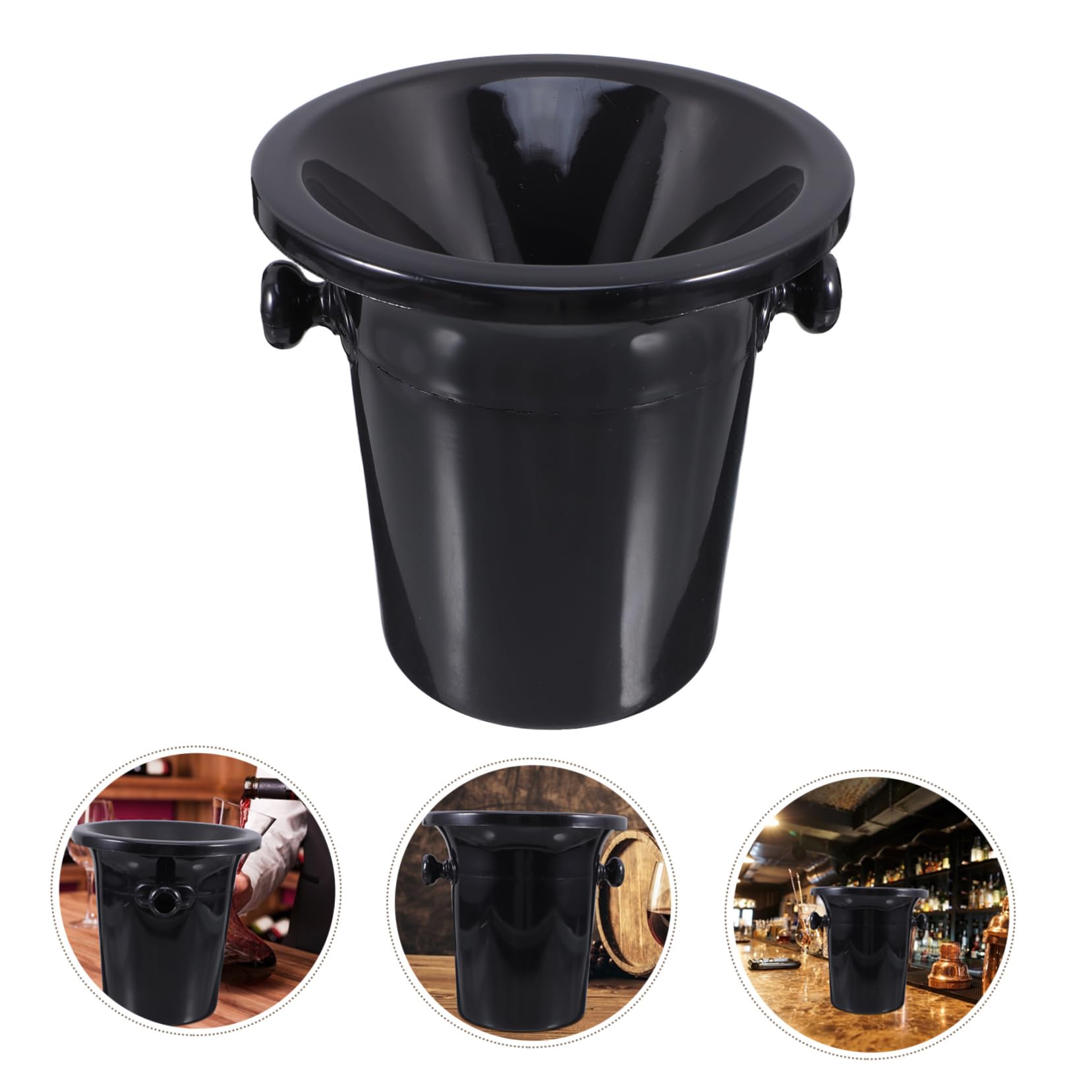 Escupideras para Cata de Vino de Plástico Negro Doble Asa, Diseño Redondo Occidental, Paquete de 4 Piezas para Fiestas y Bodegas