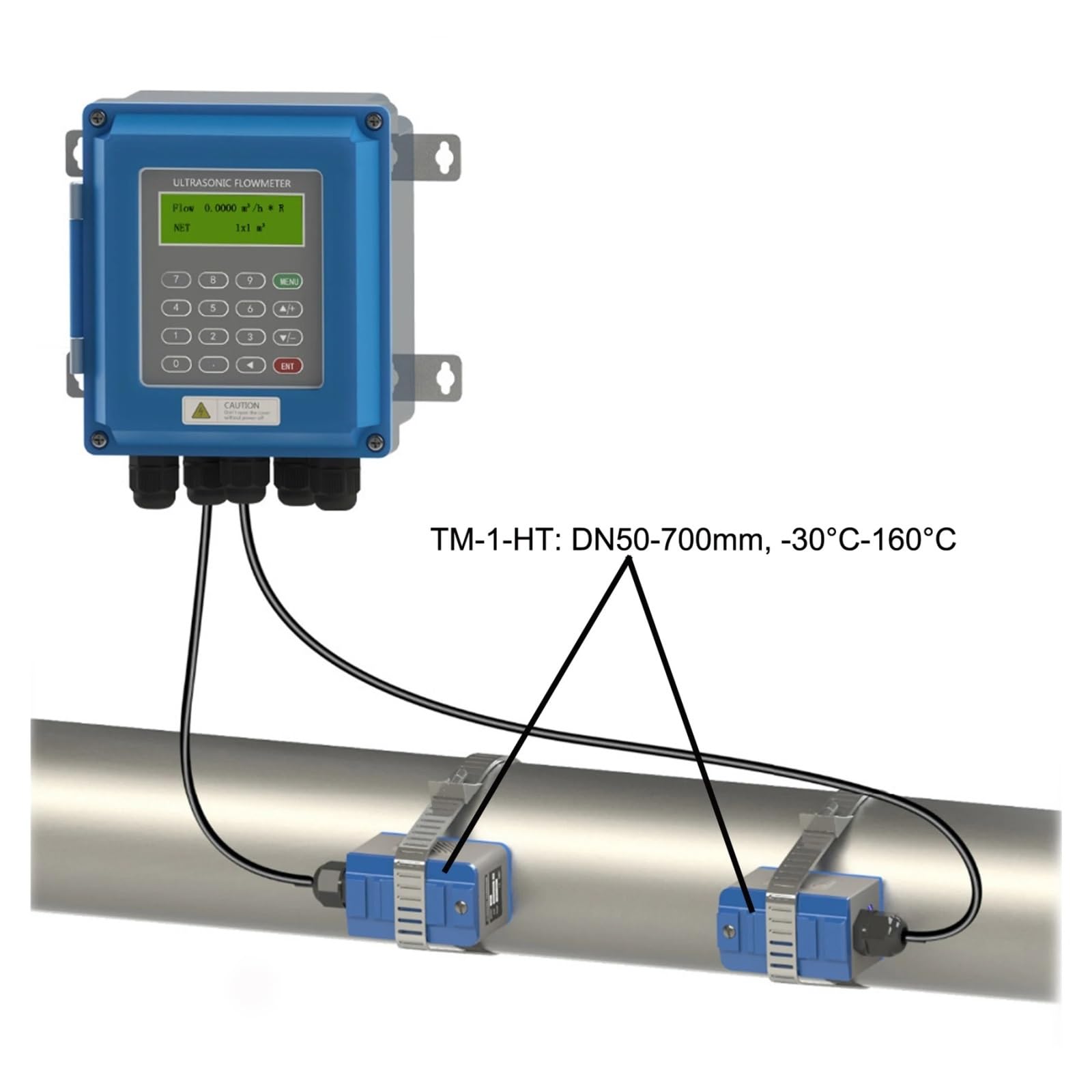 Caudalímetro De Agua Ultrasónico Digital, Abrazadera Montada En La Pared, Transductor De TM-1, DN50mm-700, TUF-2000B, Interfaz RS485, Protección IP67(TM-1-HT)