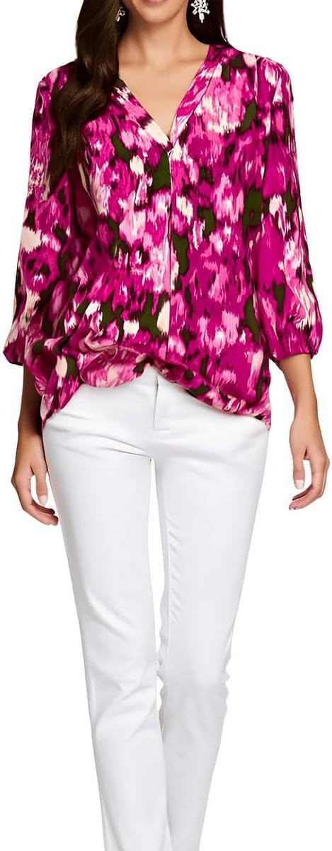 Jones New York Womens Petites Printed Tunic Top Purple PXL