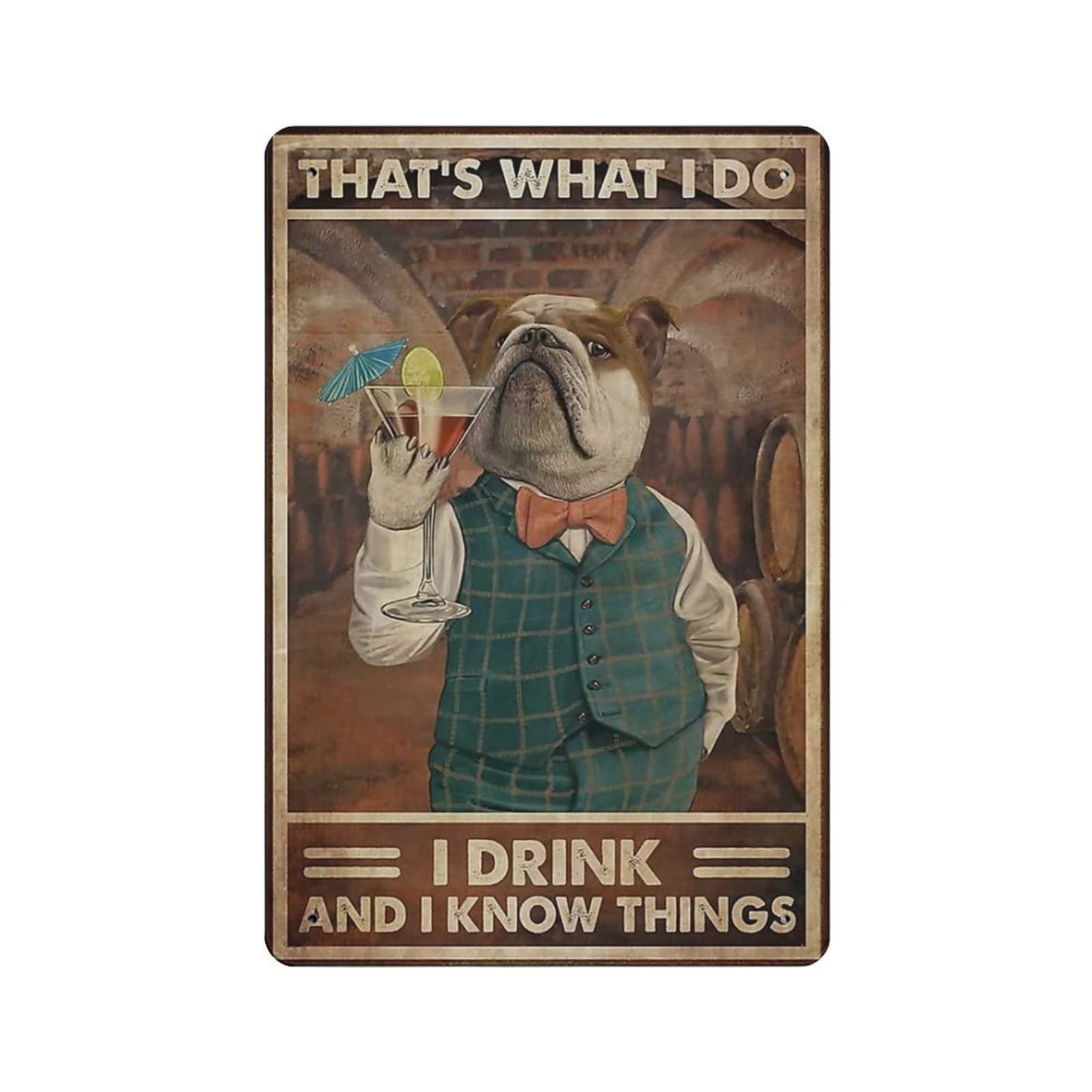 AOOEDM Drink And I Know Things Metal Signs for Garage Man Cave Bar Kitchen Coffee Tin Sign Nostalgic Wall Decor Signs Vintage Retro Poster