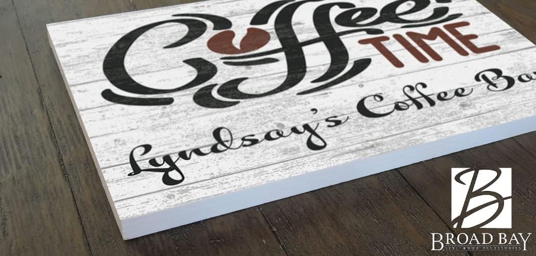 Custom Coffee Sign for Coffee Bar or Kitchen Decoration - SOLID WOOD - 16in x 10.5in - for Home, Office, Housewarming Gift Idea (Coffee Time)