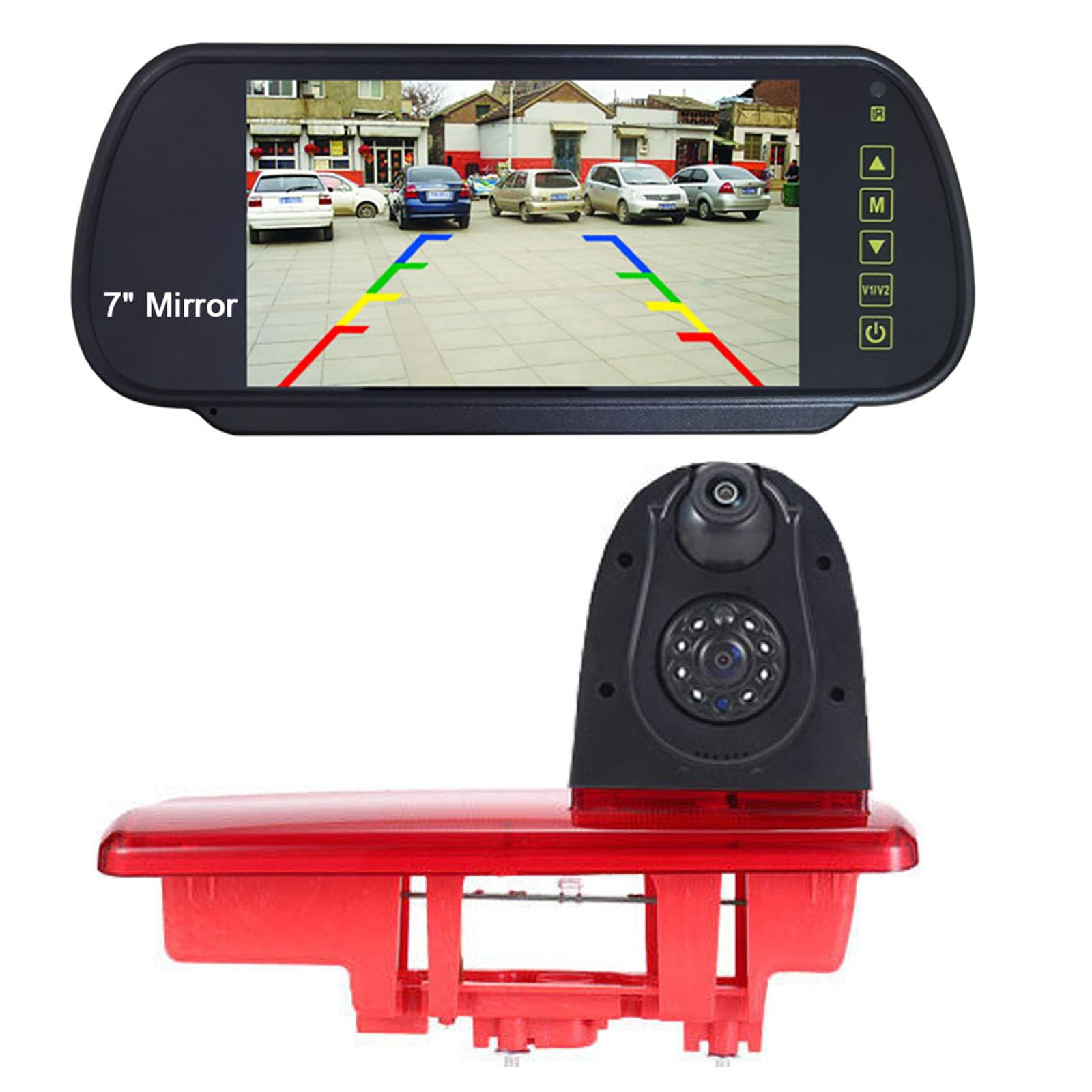 HD IP68 1280Pixels - Luz de freno doble para cámara de marcha atrás, con ángulo ajustable, repuesto para Fiat Talento/Opel Vauxhall Vivaro/Renault Trafic/Nissan NV300 (cámara de visión trasera +