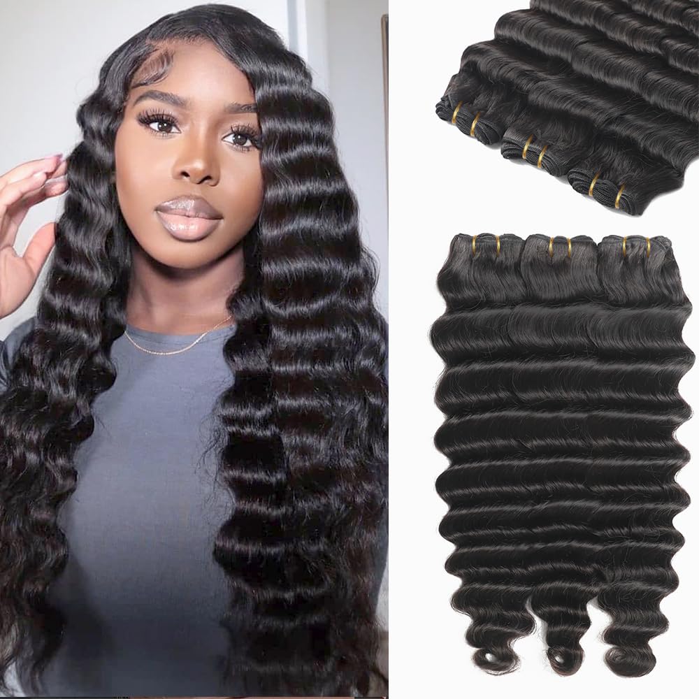 Loose Deep Wave Bundles 10A Brazilian Virgin Remy Human Hair 100% Unprocessed Loose Wave Bundles 16 18 20 Inch Double Weft Hair Weave Full and Thick