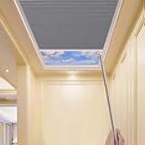 TIPIACE Manual Skylight Roof Window Cellular Honeycomb Full Blackout Waterproof Fabric Curtain Blinds for Skylight (Dark Grey 93021F)