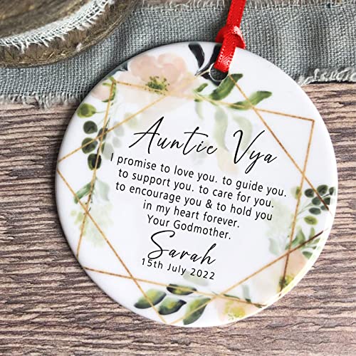 Touber Personalized Baptism Ornaments Personalised Godmother Promise to Godchild Christening Ornament Keepsake Baby Christening Gifts Baptism Gifts from Godparents Keepsake for Christenings