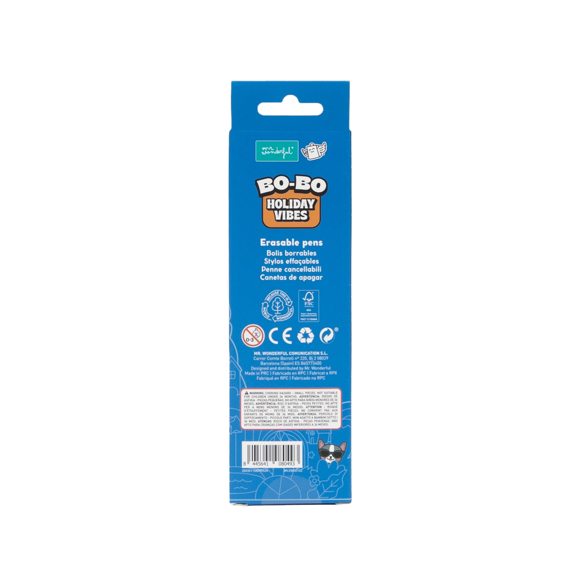 Mr. Wonderful Set 2 Penne Cancellabili Bo-Bo Bassotto e Bulldog Francese – Inchiostro Blu