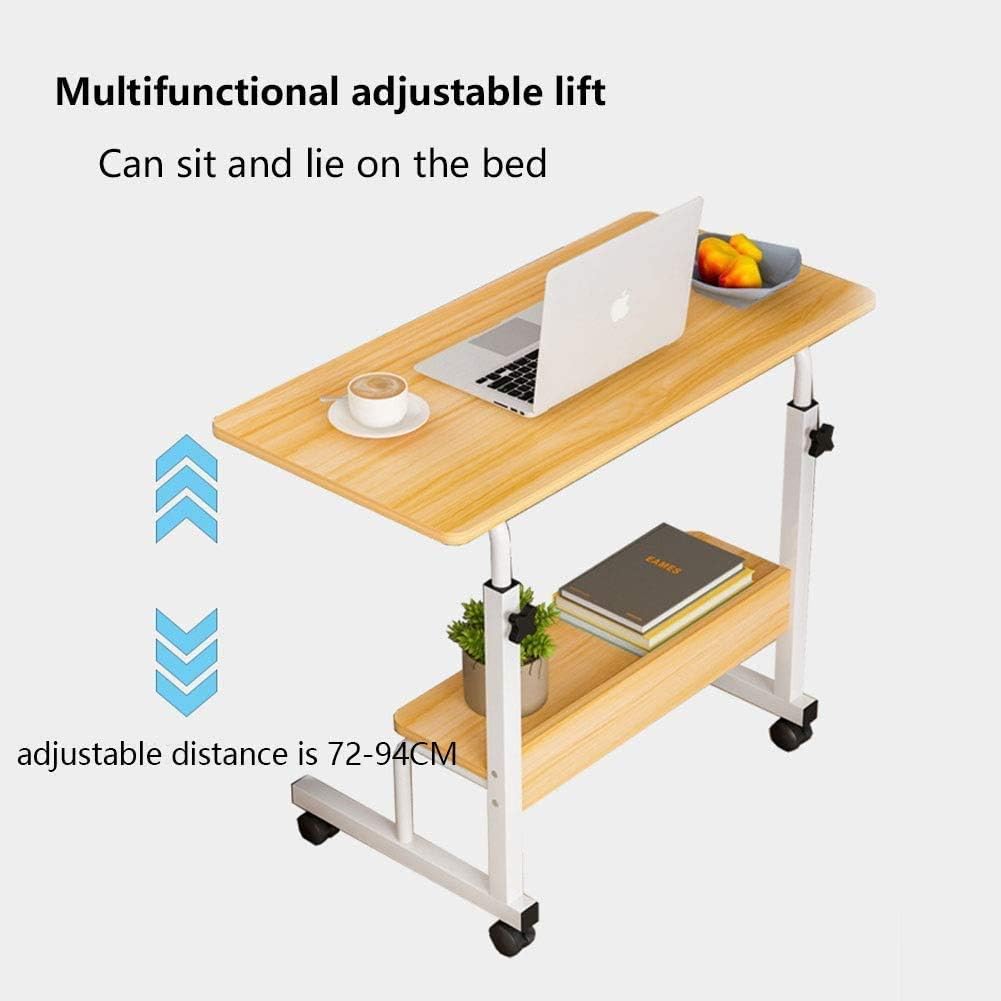 Laptop Table Medical Height Adjustable Overbed Table Portable Computer Desk Bed Sofa Couch Flat Rolling Bedside Tray Bedside or Home Use with Wheels/Storage W (Color A Size 60x40cm) A 8