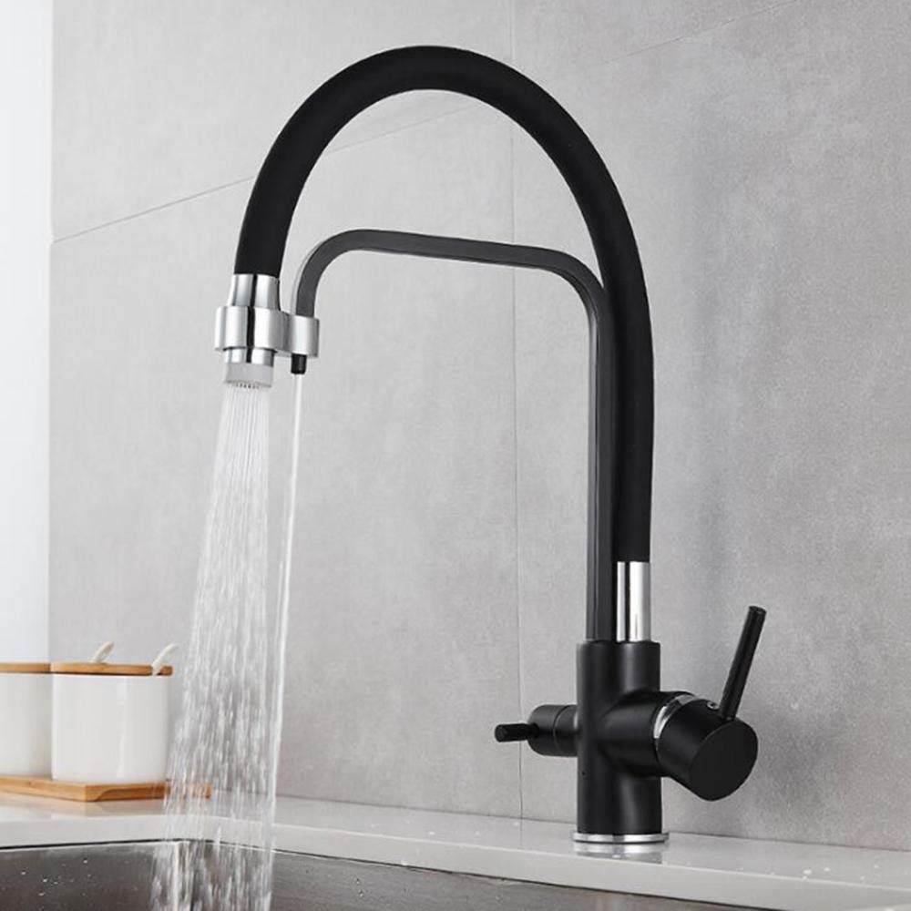 BHFPFZA 3 Way Kitchen Tap - 3-in-1 Rotatable Brass Faucet Mixer for Hot & Cold Water - Ideal for Home & Restaurant Provides Purified Drinking Water
