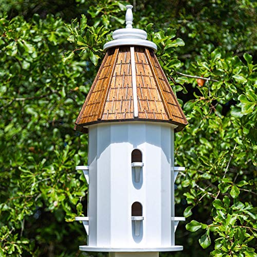 Castaway Living 14''L X 14''W X 26''H White Hexagon Shaped Gazebo Bird House, 2022 Edition, Designed In The Usa, 8 Compartment, Post Mount Compatible, Mounting Hardware Included For Easy Setup #TOP4