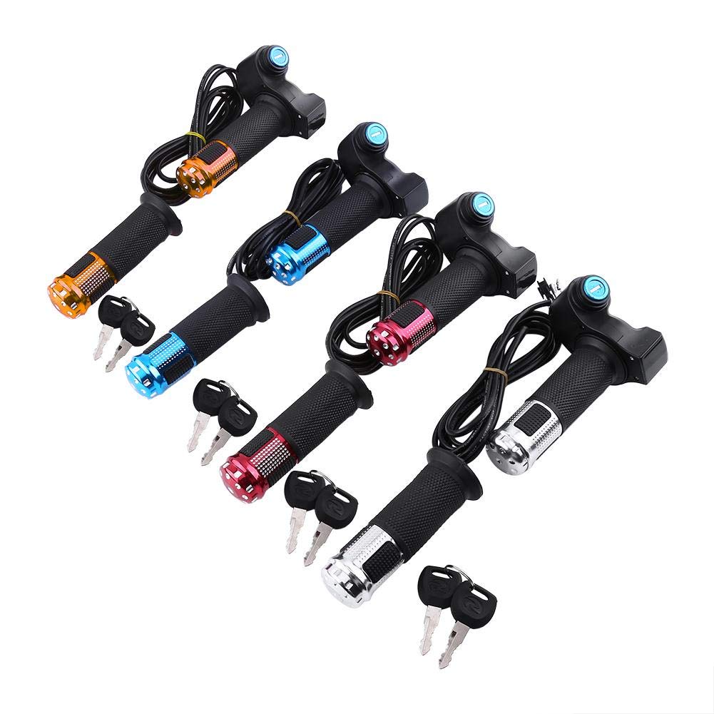VGEBY1 Manillar del Acelerador de la E-Bici, puños del Manillar del Scooter eléctrico con Pantalla LED y Acelerador Power Key Locker(Rojo)
