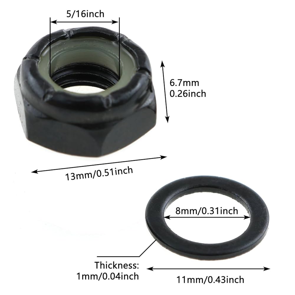 Amazon.com : LUORNG 2 Sets Skateboard Side Nut Washer Black