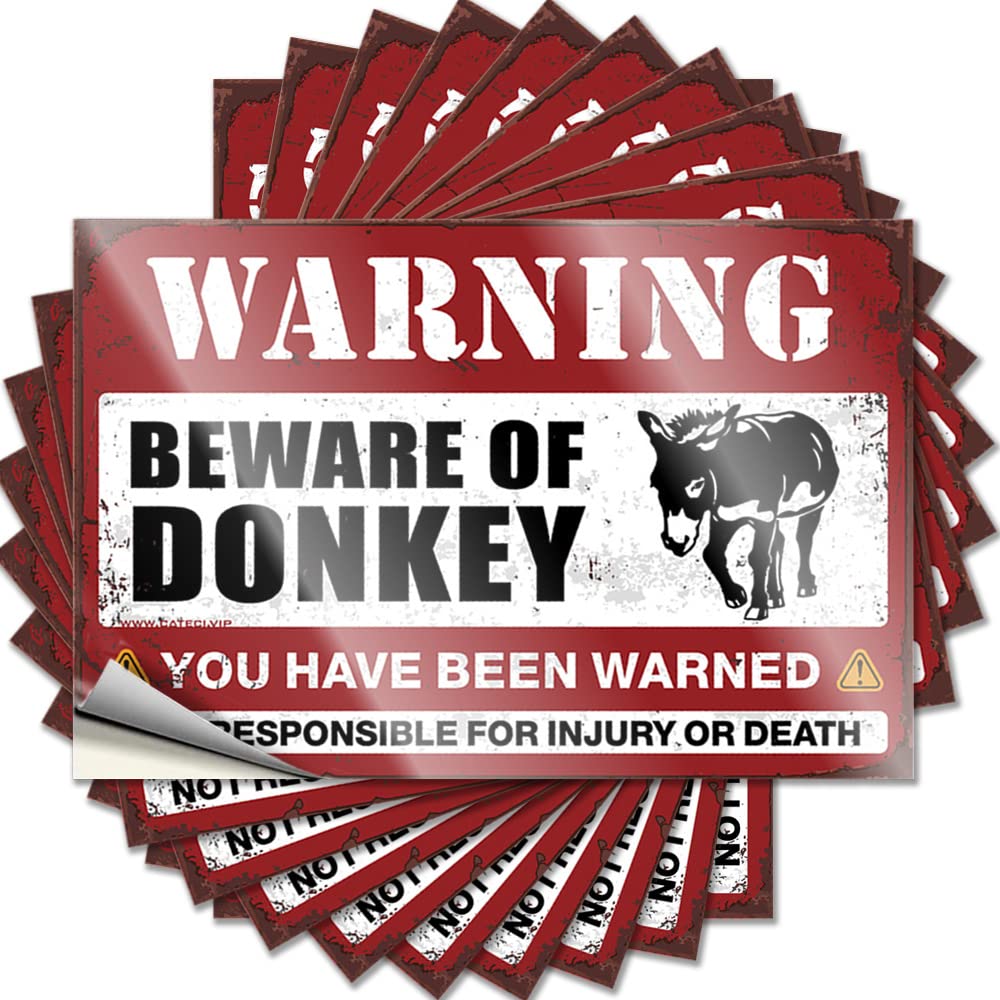 Beware of Donkey Funny Quote | Gaming Room Accessories Waterproof Vinyl Water Free Removable Decal Peel Stick(6X9CM)