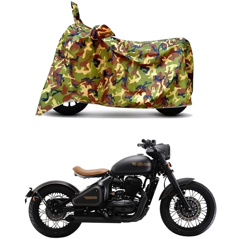 Image of Waterproof 100% PVC Coated Full Bike Scooty Two Wheeler Body Cover Compatible for Jawa Perak STD /UV-Rays /Heat Protection /Birds Dropping /Scratchproof /Dust Proof s[6X6 Jungle Print]