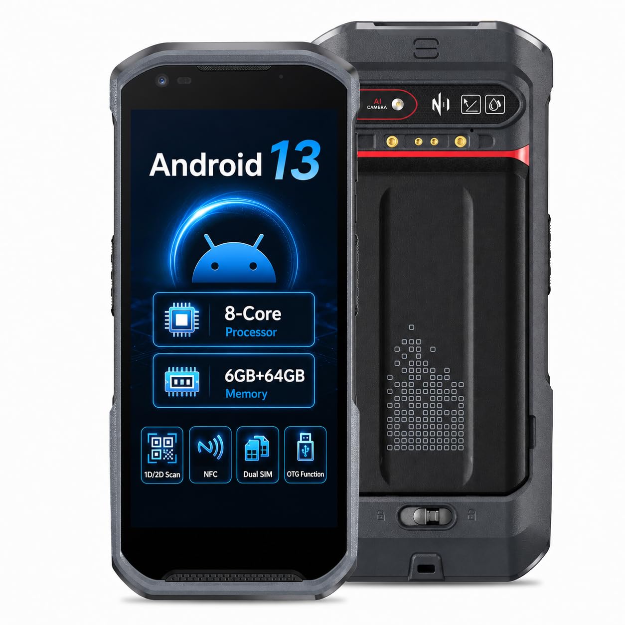 Breloom Android 13 Barcode Scanner, 5.5in Touchscreen 6GB+64GB Rugged Handheld PDA with Advanced 1D/2D Imager, 5200mAh Data Terminal 4G LTE/NFC/Wi-Fi 5/BT 5.0, for Warehouse & Logistics