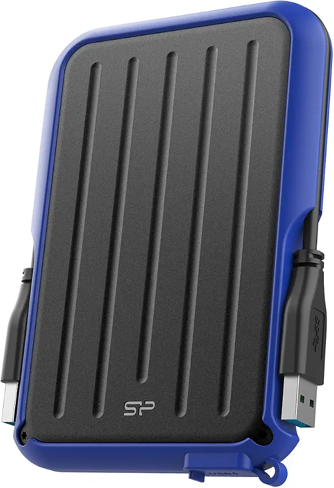 Silicon Power Armor A66 2TB Rugged External Hard Drive, Military-Grade Shockproof Water-Resistant USB 3.0 Portable HDD for PC Mac Laptop Computer - Blue