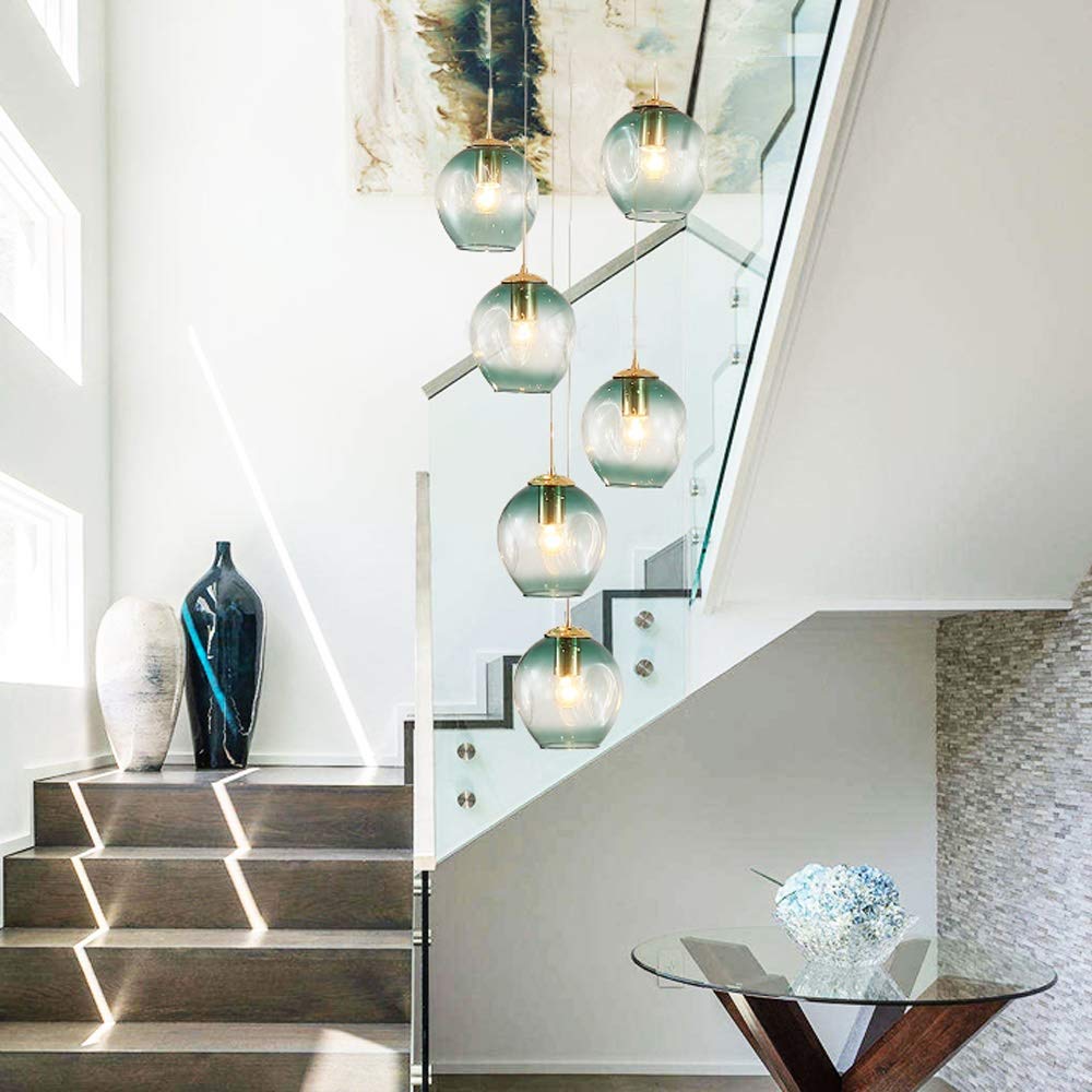 SXECAEPS Modern creative chandelier 6 Lights Modern Minimalist For Living Room Duplex Staircase Creative Pendant Light Bubble Balls Restaurant Long Nordic Art Personality Ceiling 30x150cm