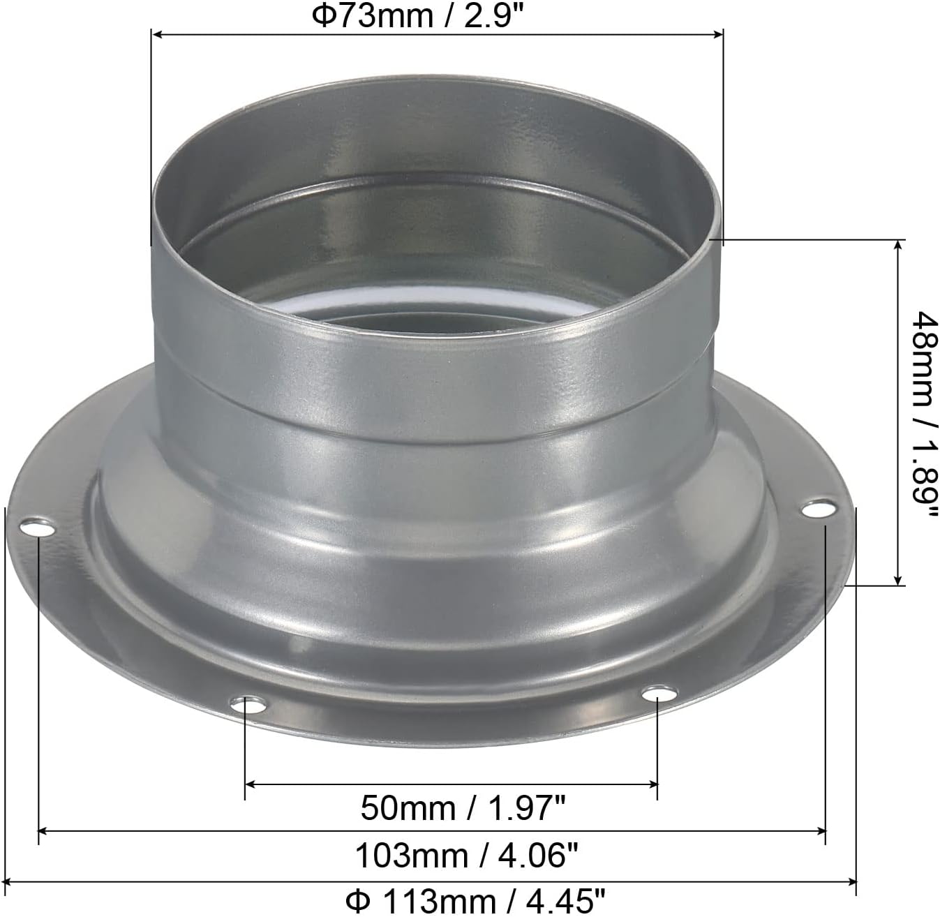 PATIKIL 3" Duct Connector Flange, Metal Straight Pipe Exhaust Inlet Outlet Duct Mounting Plate with Screws for Air Heating Cooling Ventilation HVAC System