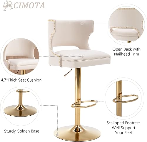 Miniatura 3 de CIMOTA Juego de 2 taburetes de bar giratorios de 30 pulgadas de altura con respaldo, taburetes de mostrador de granja con patas de madera para isla