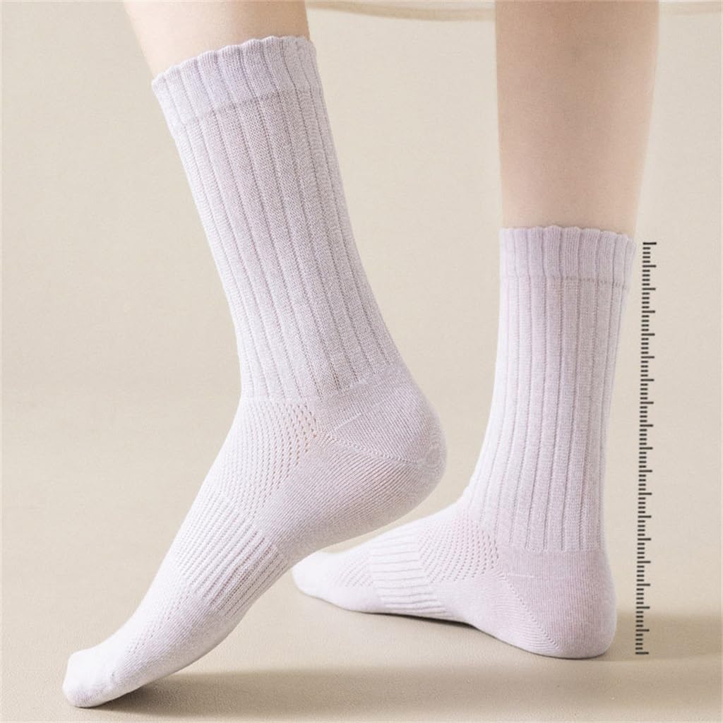JSEIAJB Widened Loose Necked Socks Medium Tube Cotton Mesh Socks