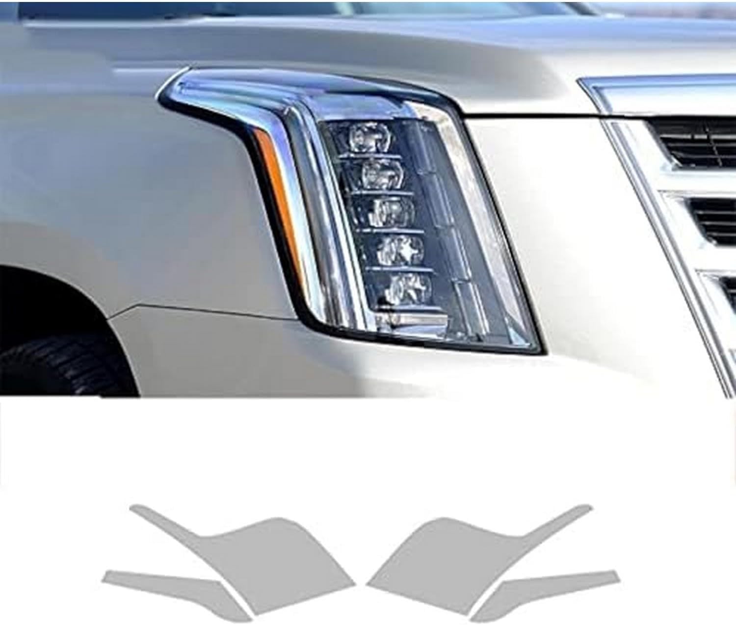 SamLng Car Front Light Film for Cadillac for Escalade 2015-2020 Car Headlight Protective Film Front Light Transparent Blackened TPU Sticker Car Headlight Protective Film