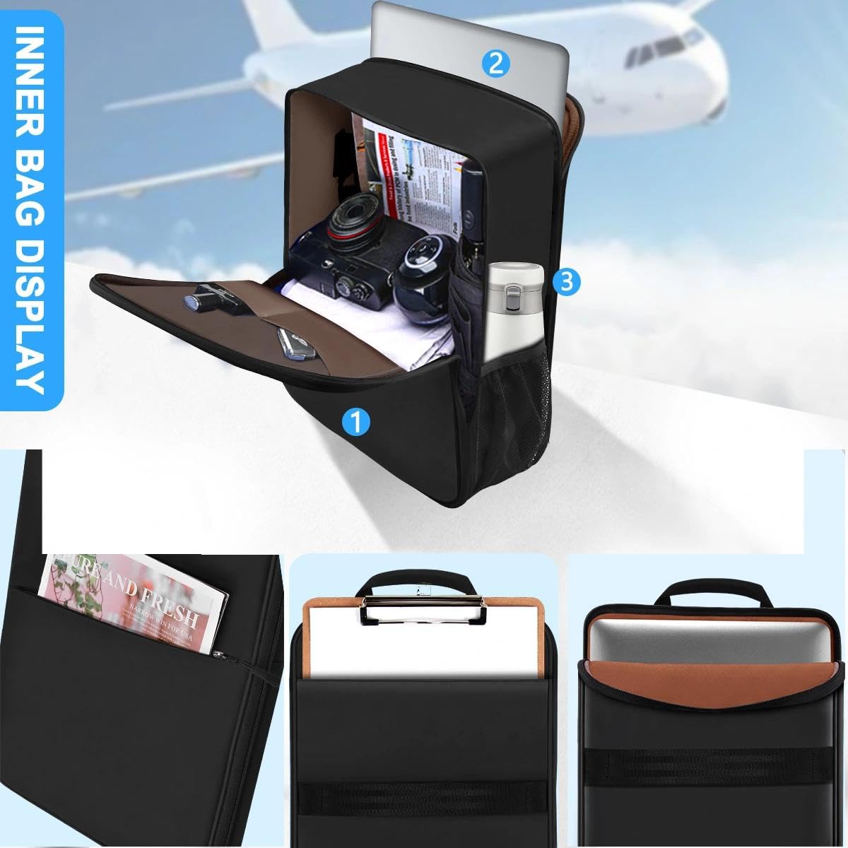 ZINZ Mochila Delgada y Expandible para Computadora Portátil, Mochila de Negocios para Viajes de 17 pulgadas, Mochila Resistente al Agua para la Mayoría de los Portátiles de 15 15,6 16 17 pulgadas