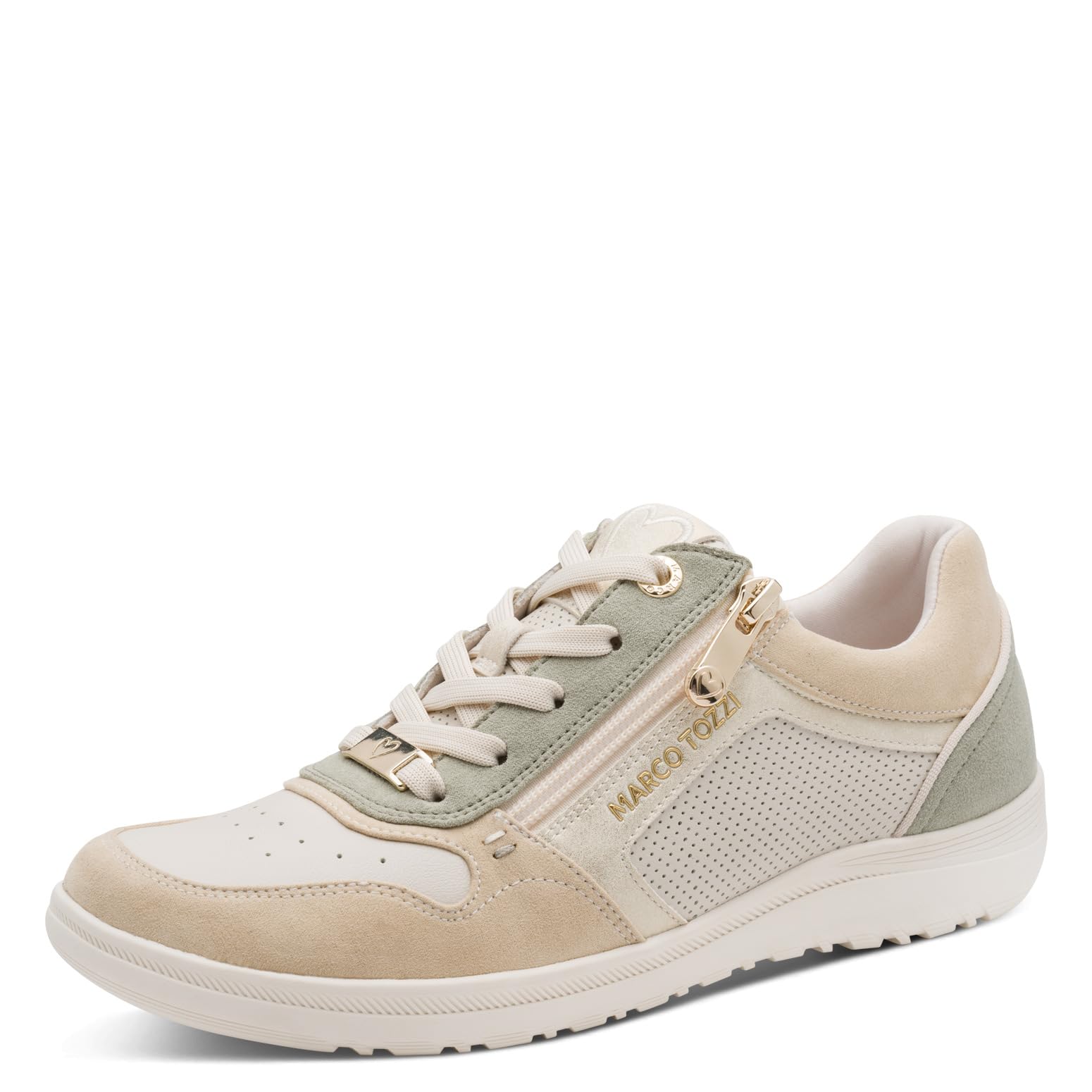 MARCO TOZZI Women's Sneaker Soft Feel Me Removable Footbed Soft Lining Modern, Khaki (Moss Comb), 7.5 UK