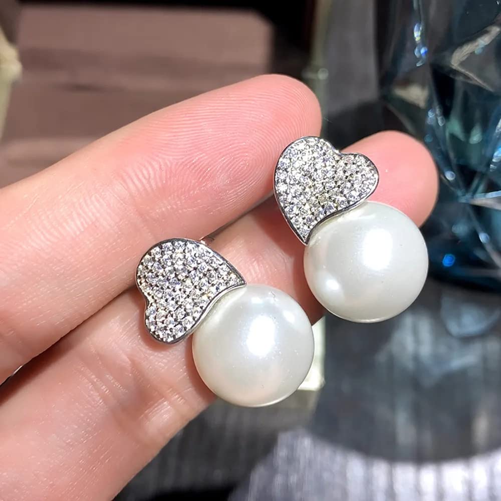 925 Sterlingsilber 14mm Perlenanhänger Halskette Ohrringe Hochzeitsschmuck Sets für Frauen